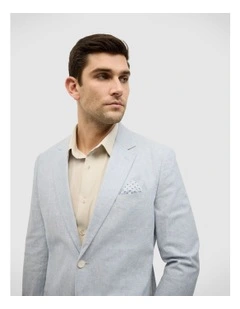 Single Breasted Summer Suit Jacket in Blue Stripe