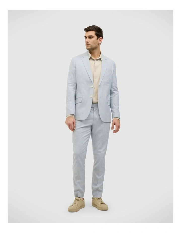 Single Breasted Summer Suit Jacket in Blue Stripe image 3