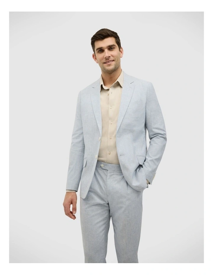 Single Breasted Summer Suit Jacket in Blue Stripe image 4