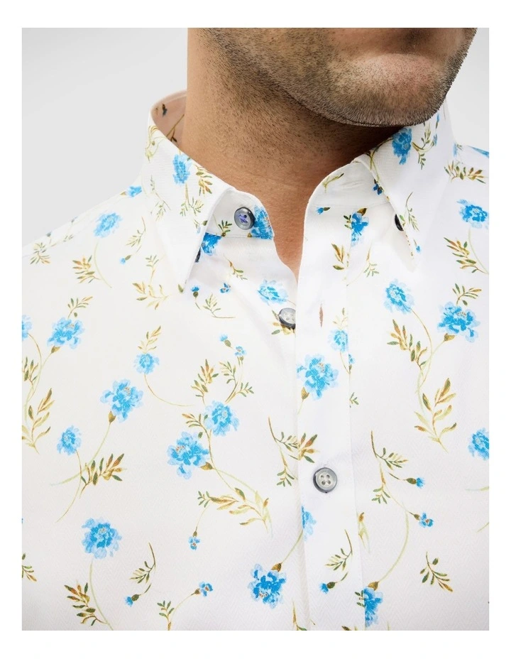 Botanical Floral Print Long Sleeve Shirt in White image 3