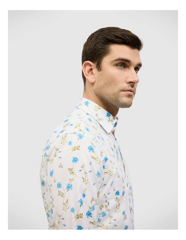 Botanical Floral Print Long Sleeve Shirt in White image 5