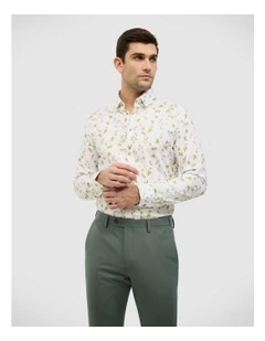 Botanical Floral Print Long Sleeve Shirt in Sage