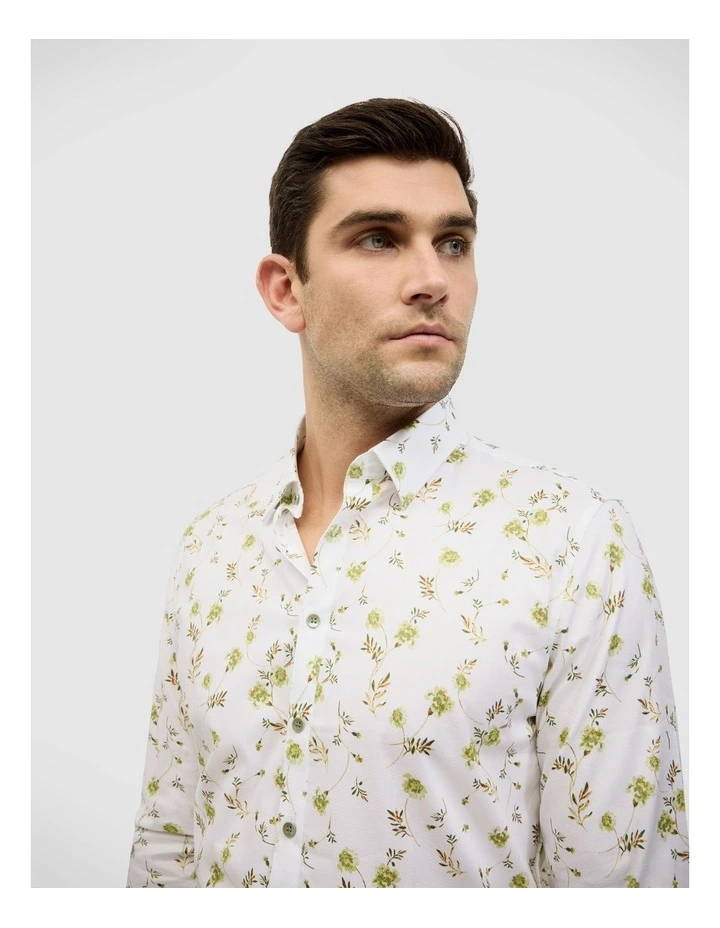 Botanical Floral Print Long Sleeve Shirt in Sage image 4