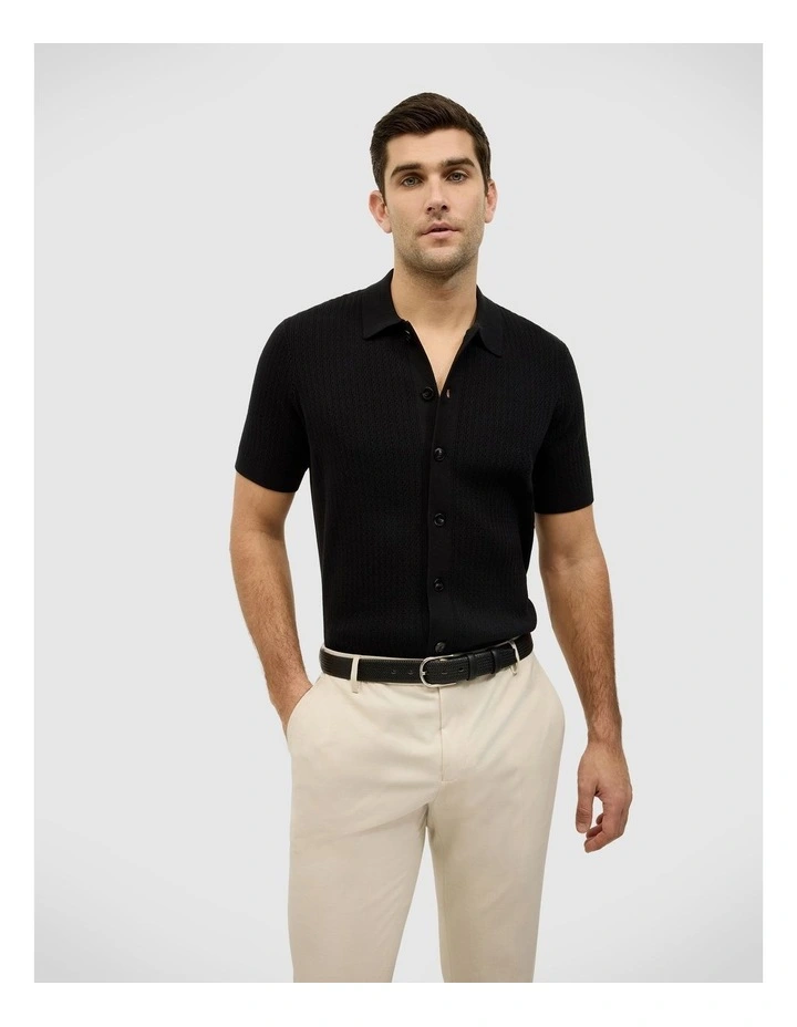 Textured Button-down Knit in Black image 1