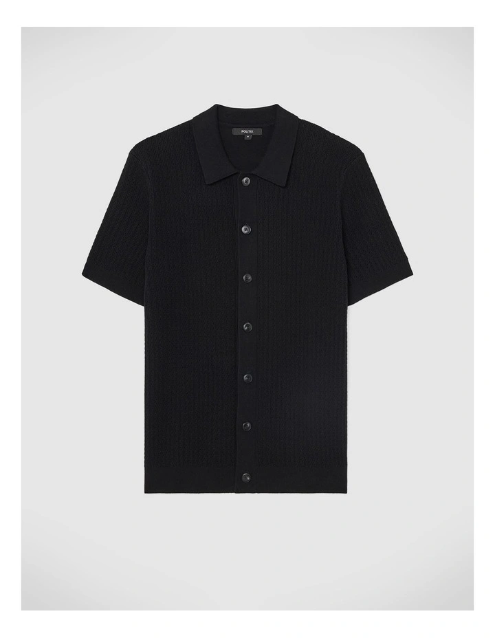 Textured Button-down Knit in Black image 2