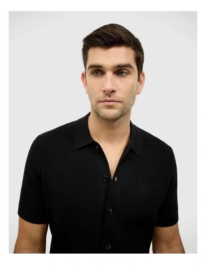 Textured Button-down Knit in Black image 4