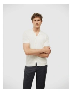 Textured Button-down Knit in White