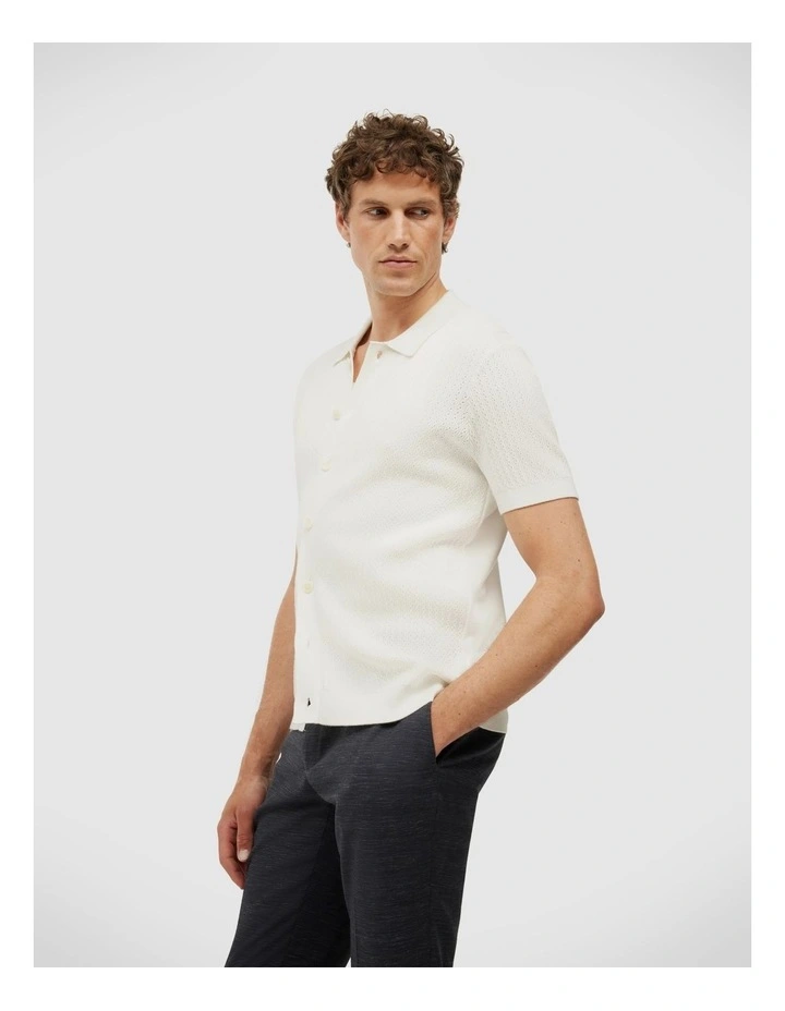 Textured Button-down Knit in White image 5