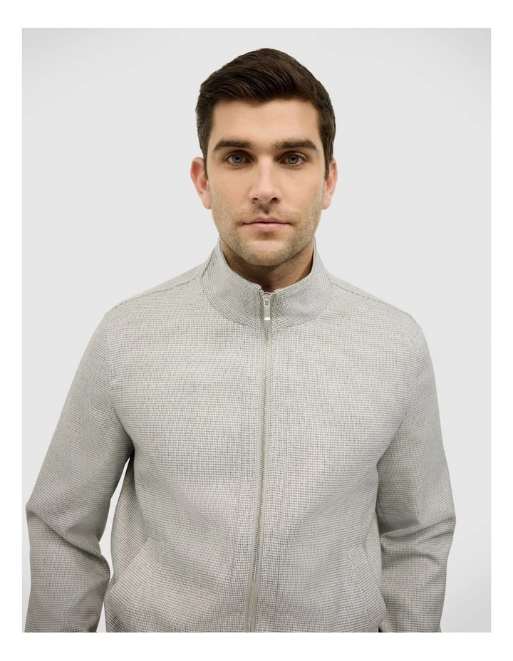 Houndstooth Travel Performance Bomber in Grey image 4