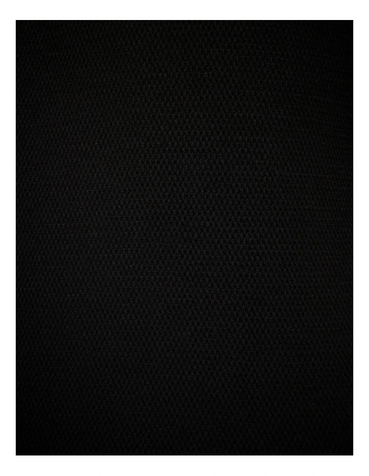 Textured Zip Collar Polo in Black image 6