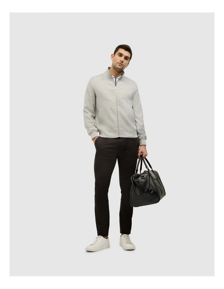Textured Zip Collar Polo in White image 3