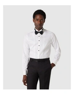 Long Sleeve Fly Collar Shirt in White