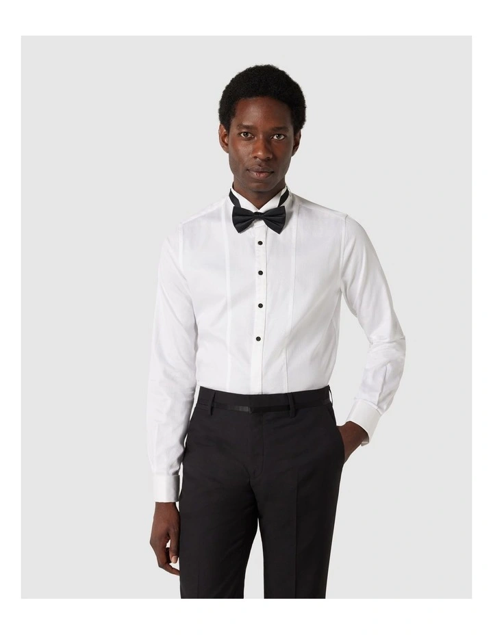 Long Sleeve Fly Collar Shirt in White image 1