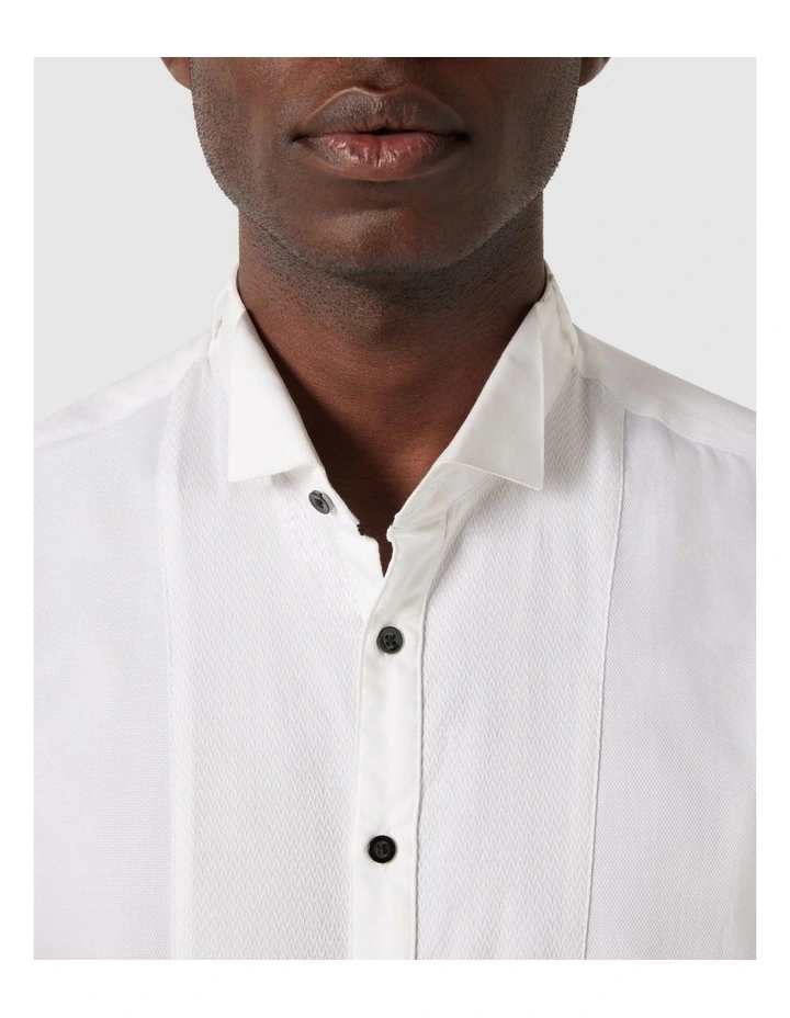 Long Sleeve Fly Collar Shirt in White image 4