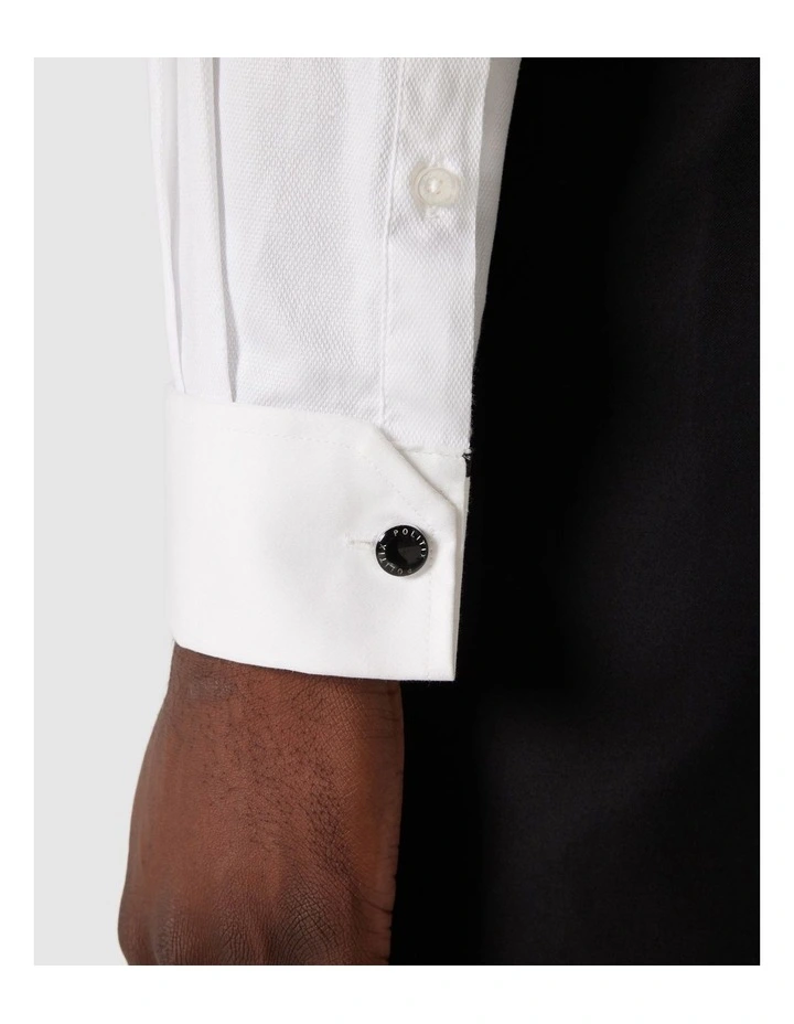 Long Sleeve Fly Collar Shirt in White image 5