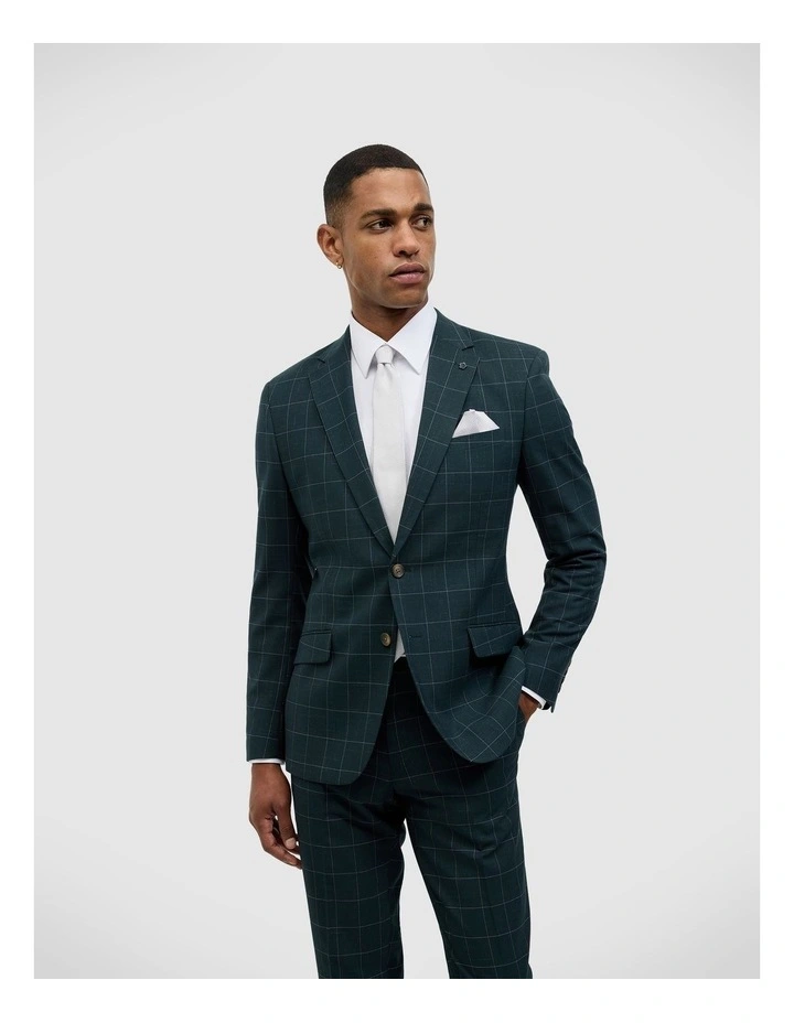 Sebastian Windowpane Check Tailored Jacket in Khaki Windowpane image 1