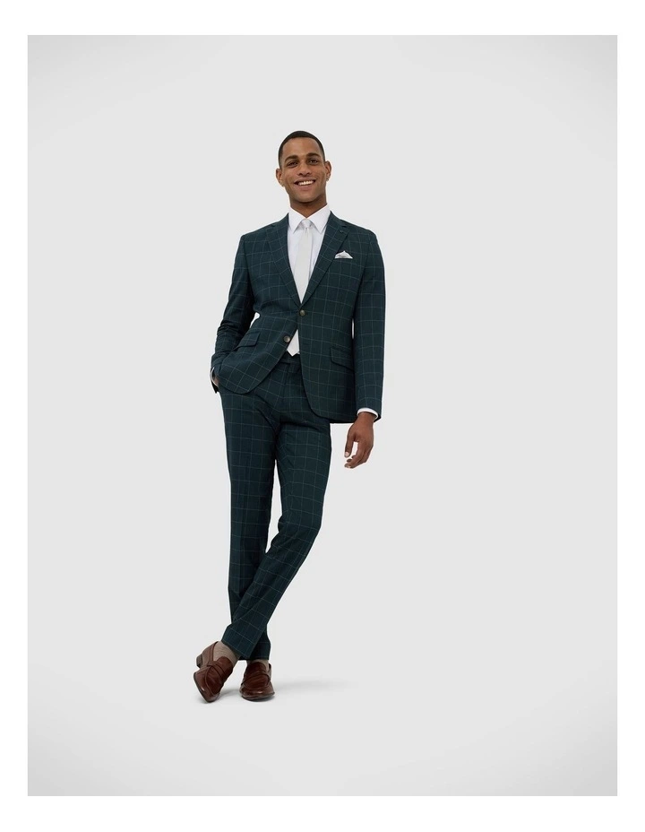 Sebastian Windowpane Check Tailored Jacket in Khaki Windowpane image 3