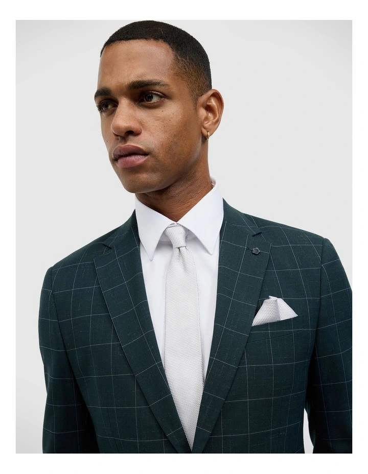 Sebastian Windowpane Check Tailored Jacket in Khaki Windowpane image 4