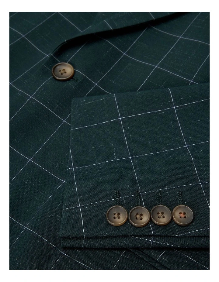 Sebastian Windowpane Check Tailored Jacket in Khaki Windowpane image 6