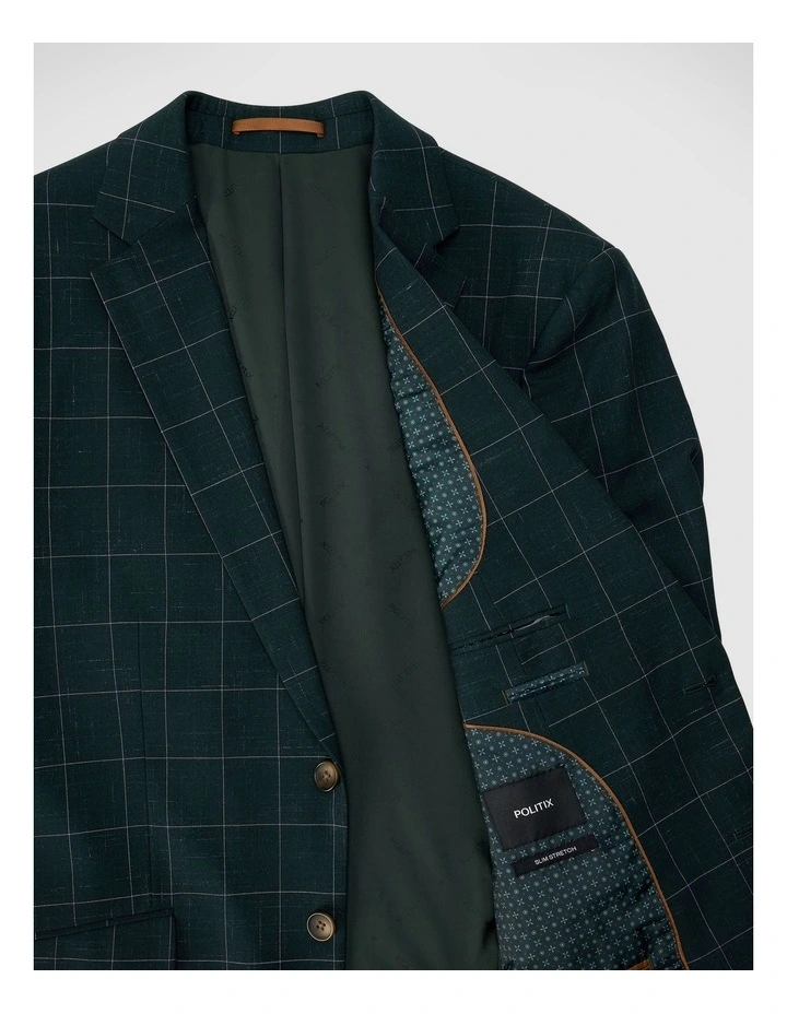 Sebastian Windowpane Check Tailored Jacket in Khaki Windowpane image 7