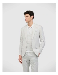 Striped Seersucker Blazer in Light Grey