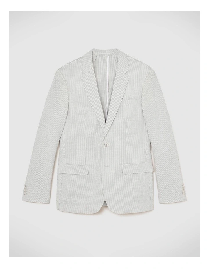 Striped Seersucker Blazer in Light Grey image 2