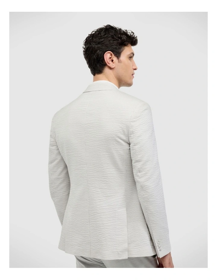 Striped Seersucker Blazer in Light Grey image 5