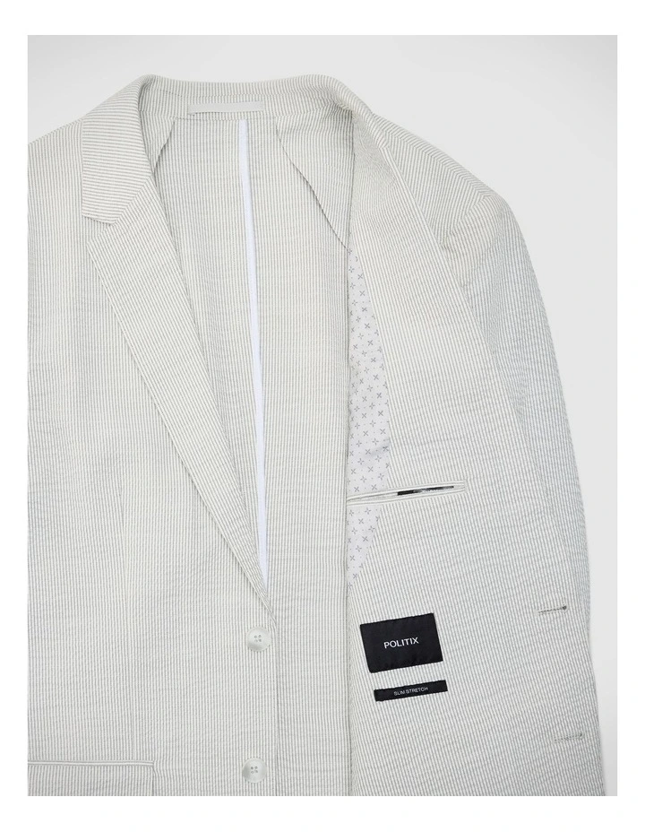 Striped Seersucker Blazer in Light Grey image 7