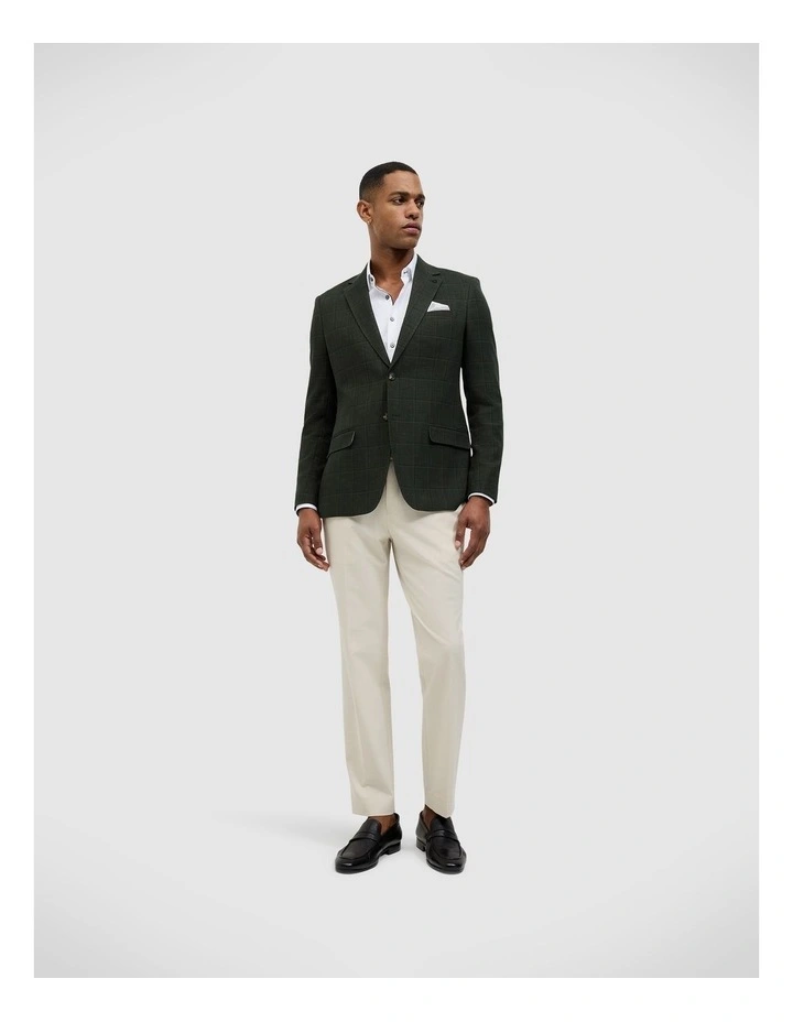 Windowpane Check Blazer in Khaki image 3