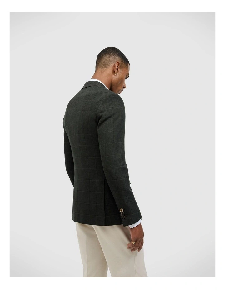 Windowpane Check Blazer in Khaki image 5