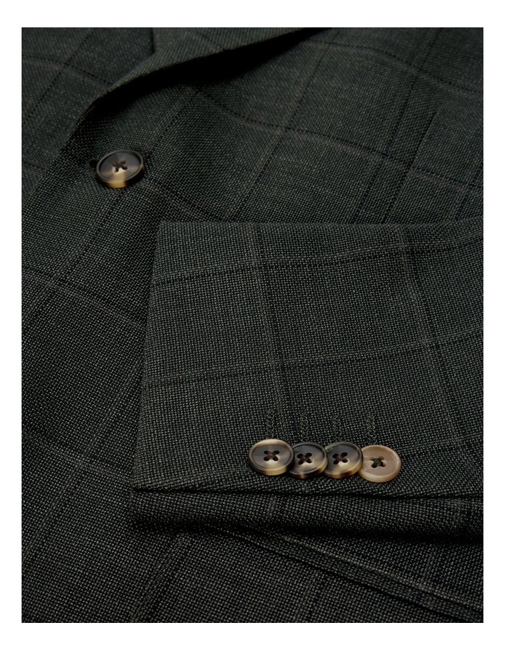 Windowpane Check Blazer in Khaki image 6