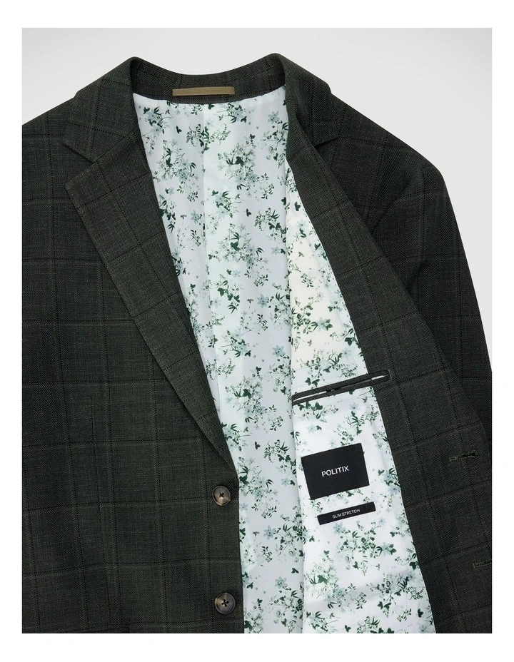 Windowpane Check Blazer in Khaki image 7