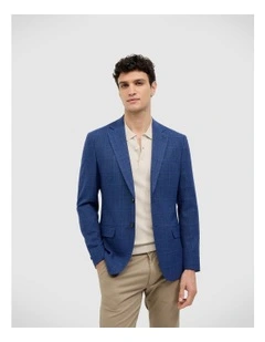 Windowpane Check Blazer in Blue