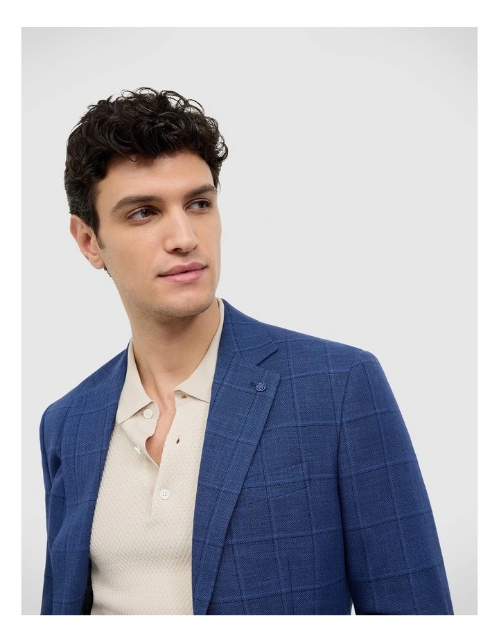 Windowpane Check Blazer in Blue image 4