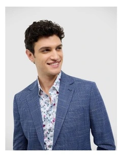Prince Of Wales Check Blazer in Navy