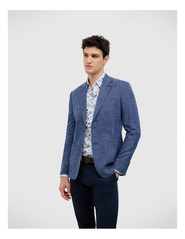 Prince Of Wales Check Blazer in Navy image 4