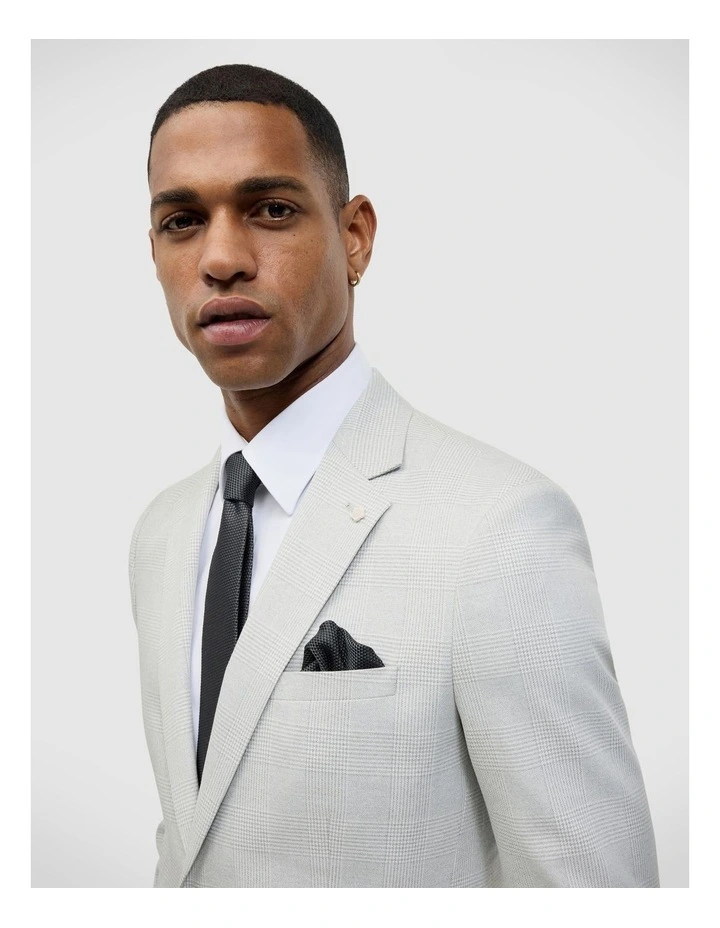 Prince Of Wales Check Tailored Jacket in Grey Check image 4