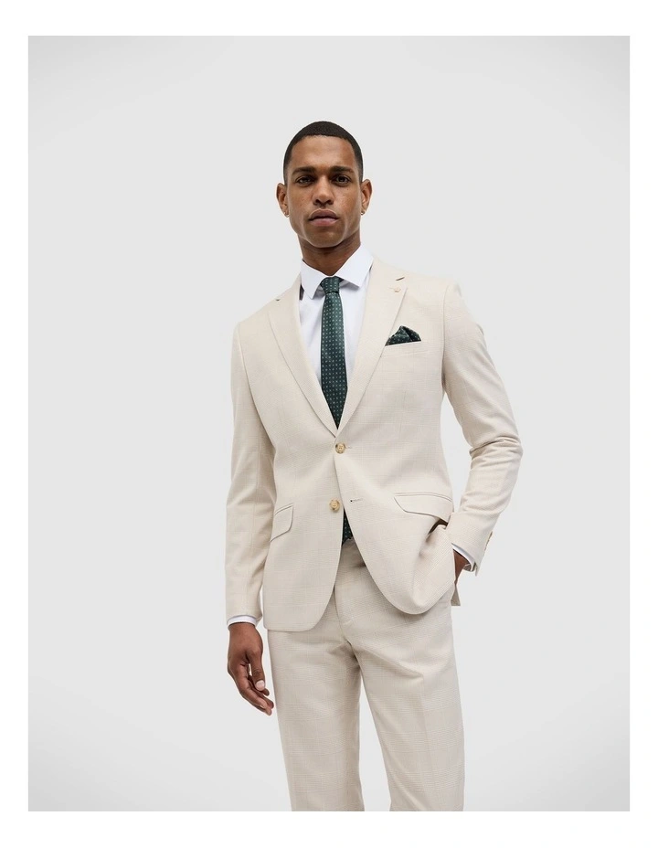 Prince Of Wales Check Tailored Jacket in Natural Check image 4