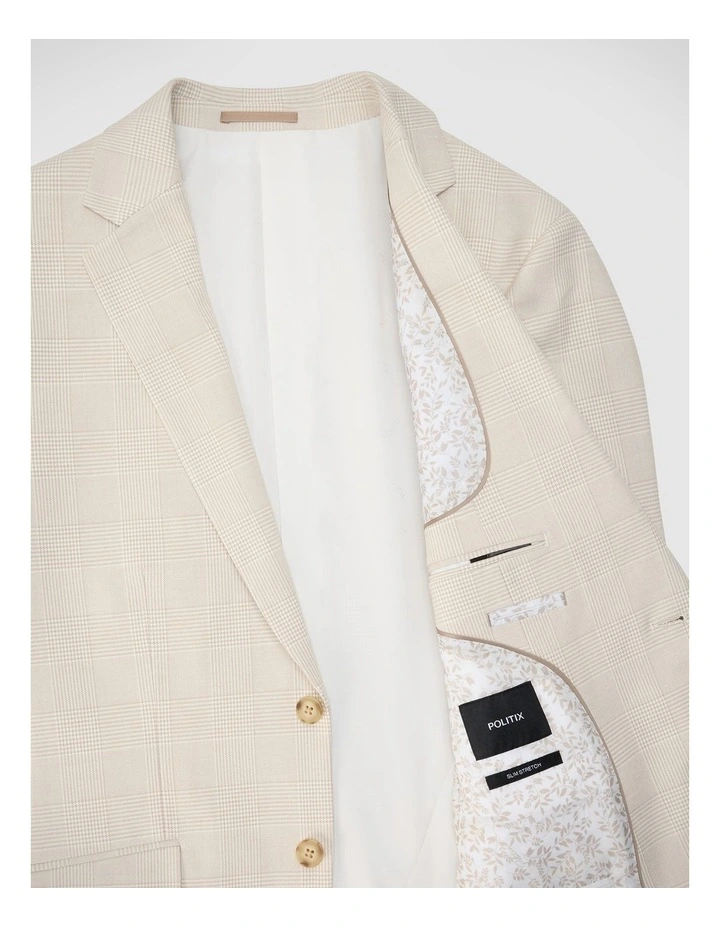 Prince Of Wales Check Tailored Jacket in Natural Check image 7