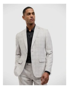 Windowpane Check Tailored Jacket in Grey