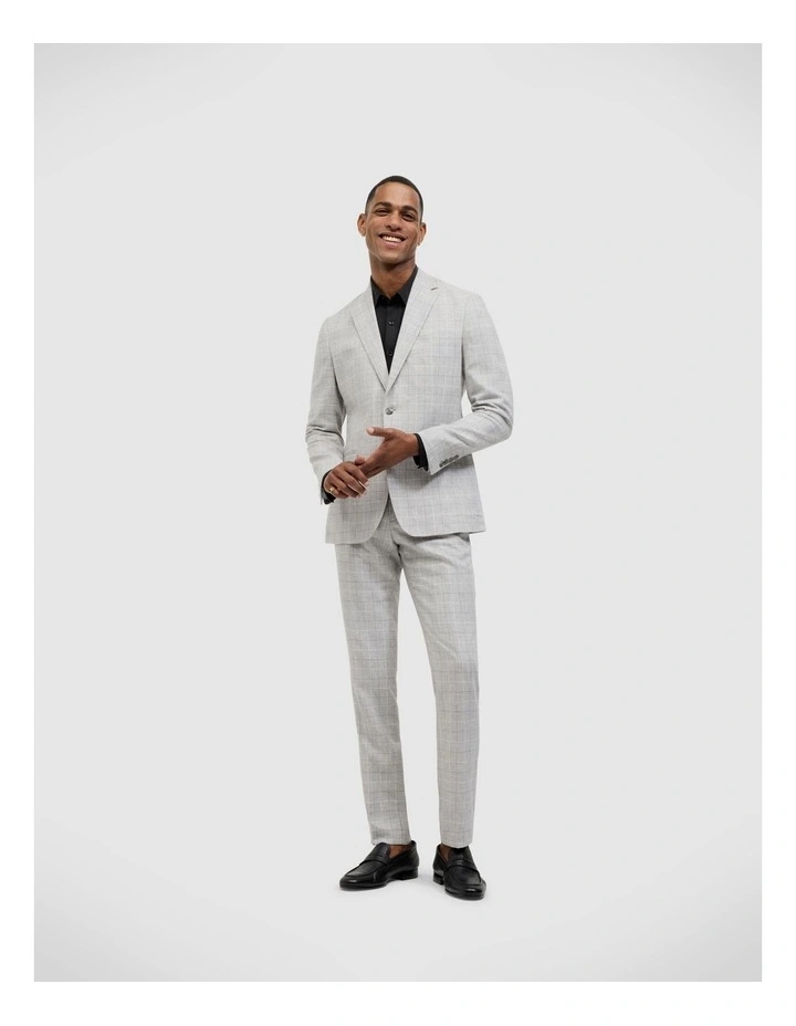 Windowpane Check Tailored Jacket in Grey image 2