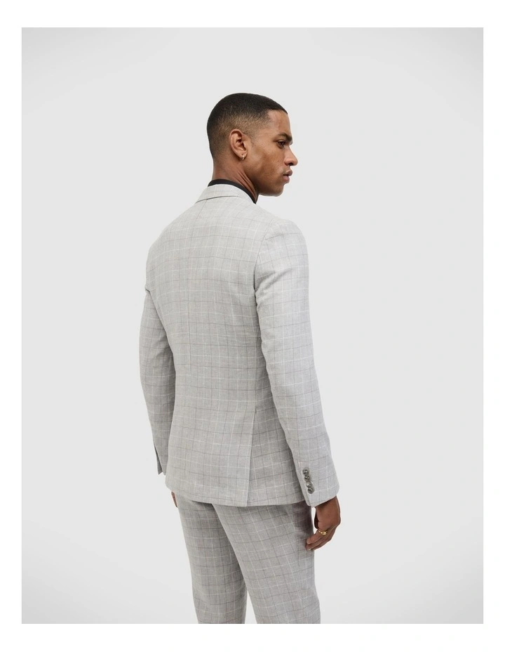 Windowpane Check Tailored Jacket in Grey image 4