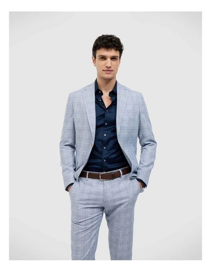 Windowpane Check Tailored Jacket in Blue image 1