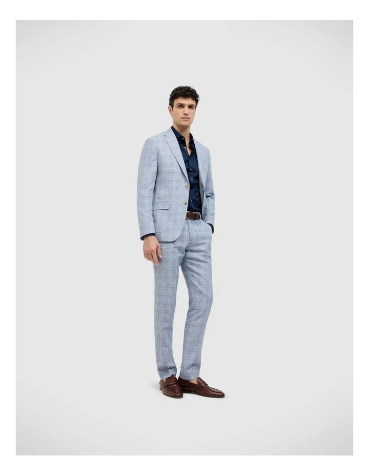 Windowpane Check Tailored Jacket in Blue image 2