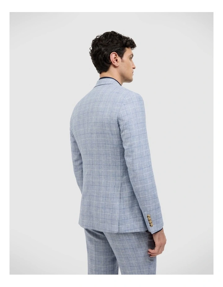 Windowpane Check Tailored Jacket in Blue image 4