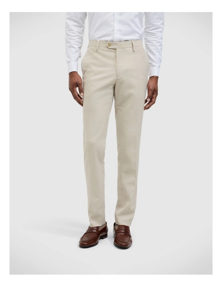 Prince Of Wales Check Tailored Suit Pant in Natural Check image 3
