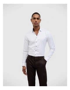 Accent Stretch Long Sleeve Shirt in White