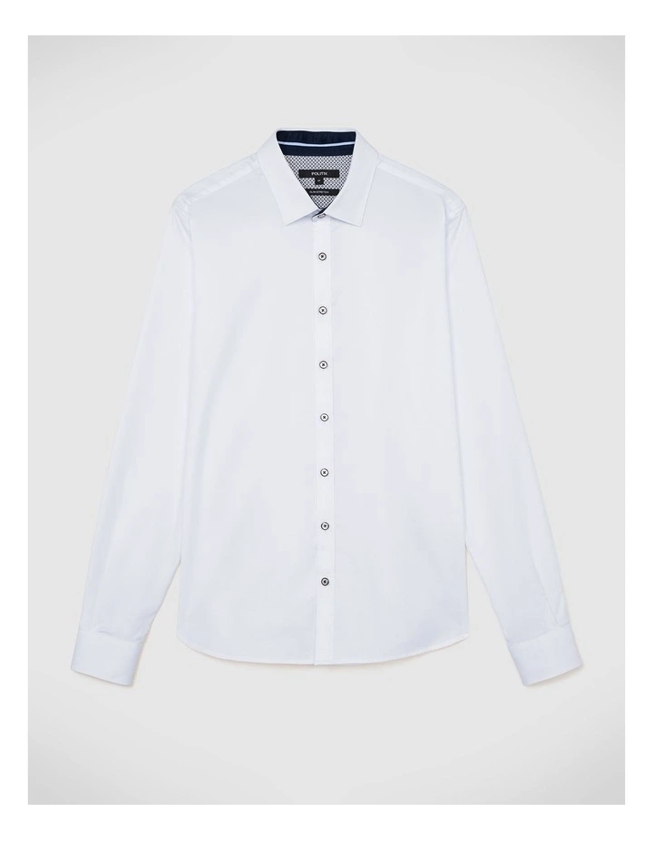 Accent Stretch Long Sleeve Shirt in White image 2