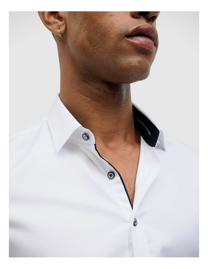 Accent Stretch Long Sleeve Shirt in White image 4