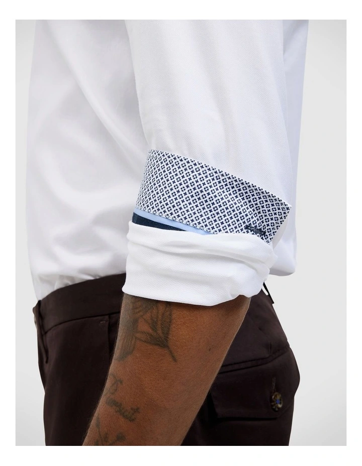 Accent Stretch Long Sleeve Shirt in White image 5